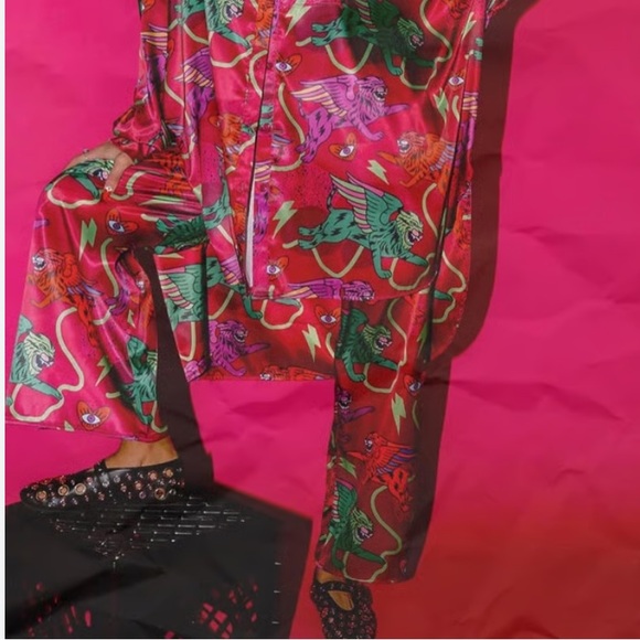 Dressed in Lala NWOT Wild Whimsey Satin Pant (pant only) - Picture 5 of 12